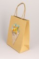 Пакет подарочный крафтовый «Brown Kraft», yellow flowers (21*25,5*10)