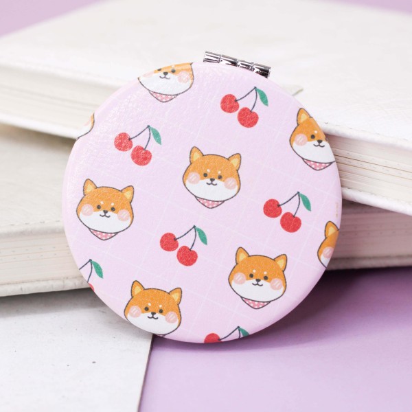 Зеркало "Hello dog Corgi cherry", pink 