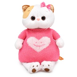 Мягкая игрушка "Кошечка Ли-Ли в вязаном платье с сердцем" (24 см)