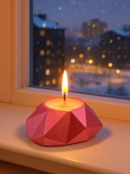 Свеча декоративная с подсвечником "Сердце грань" (8х7,5х2,5 см)