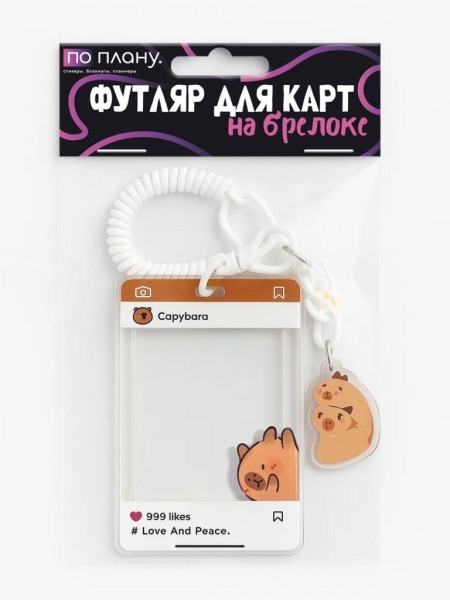 Футляр для карт с брелоком ПО ПЛАНУ. "Confused Capybara", transparent 