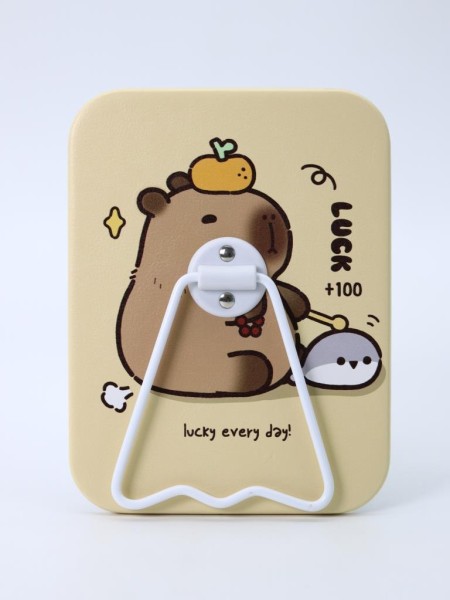 Зеркало настольное "Capybara is happy one", желтое, 12*15,6 см 