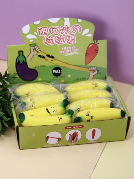 Мялка - антистресс «Stretchy banana», шоу-бокс 16 шт. 