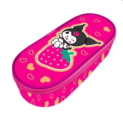 Пенал корпусный овальный "Kuromi", (22,5*9*5 см)