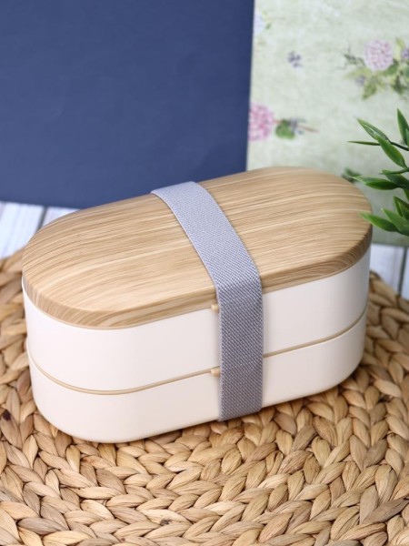 Ланчбокс "Wood", white (ложка+вилка) 