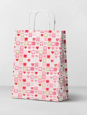 Пакет подарочный "Сердечки", pink (24*14*30)