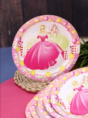 Набор бумажных тарелок 6 шт. "Принцесса" (230 мм)