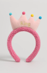 Плюшевый ободок для волос GIRLY "Crown", pink