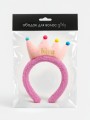 Плюшевый ободок для волос GIRLY "Crown", pink