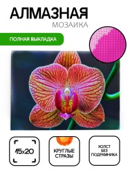 Алмазная мозаика без подрамника "Орхидея 2", 15х20 см