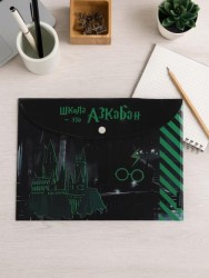 Папка-конверт на кнопке А4 "Школа магии", пластик, 160 мкм