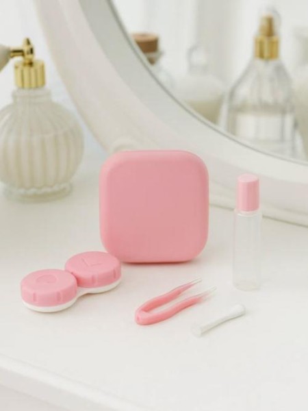 Контейнер для линз «Classic square», pink 