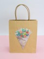 Пакет подарочный крафтовый «Brown Kraft», multi-colored flowers (21*25,5*10)