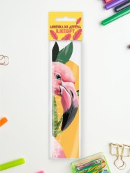 Линейка ECO из дерева iLikeGift "Flamingo face"