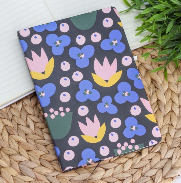 Блокнот (A5) "Paint flowers", black (14.5*21) 