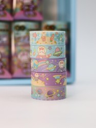 Набор декоративного скотча 5 шт. "Space bunny", green (1.5см*2м)