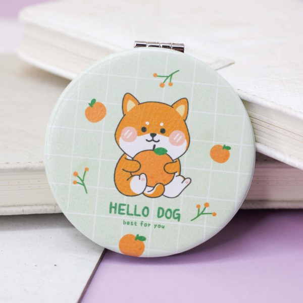 Зеркало "Hello dog Corgi orange", green 