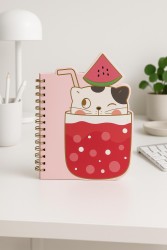 Блокнот на спирали (B6) "Kitten cocktail watermelon", red (13*18)