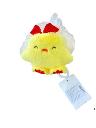 Мочалка - игрушка для душа "Chick red bow"