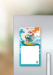 Магнитный блок для заметок  ПО-ПЛАНУ. "Кот-сёрфер", плотность 80 г.