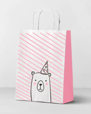 Пакет подарочный "Мишка", pink (24*14*30)