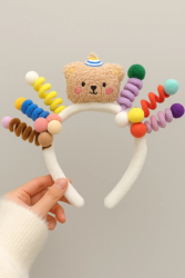 Плюшевый ободок для волос GIRLY " Teddy bear", white