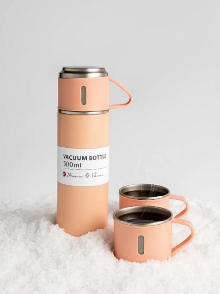 Набор из термоса и 2 чашек "Classic", pink (500 ml) 