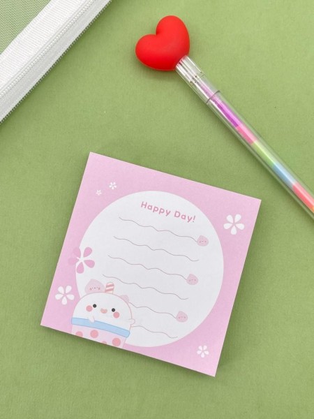 Блок стикер для записей  "Happy day", pink 