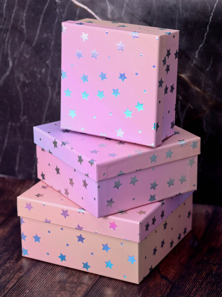 Набор подарочных коробок 3 в 1 «Starry sky», pink, 15*15*6.5-17*17*8-19*19*9.5 