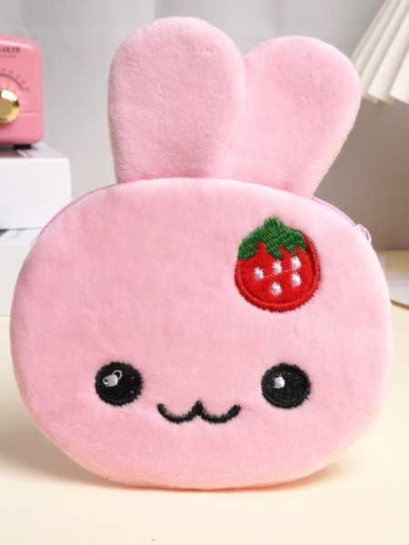 Кошелёк плюшевый "Bunny with strawberries", pink (11*10 см) 