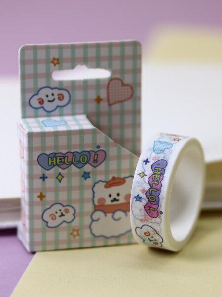Декоративный скотч "Bear cloud", cell green 