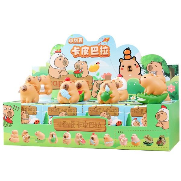 Сувенир в сюрприз-упаковке «Capybara and friends», mix (7,3 см), пластик, шоубокс 8 шт. 