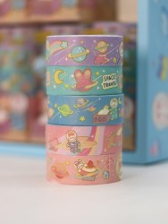 Набор декоративного скотча 5 шт. "Space bunny", purple (1.5см*2м)