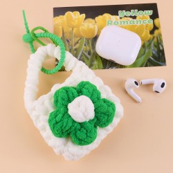 Сумочка для наушников "Flower power", white-green (11.5*9.5 см)