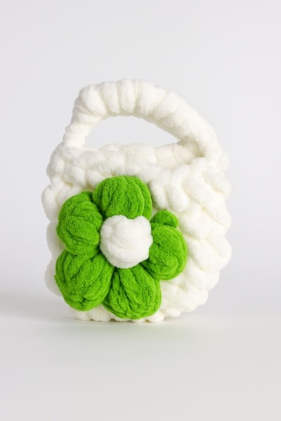 Сумочка для наушников "Flower power", white-green (11.5*9.5 см) 
