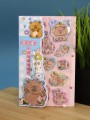 Набор гелевых наклеек с блёстками + брелок "Capybara", голубые (11,5*21 см)