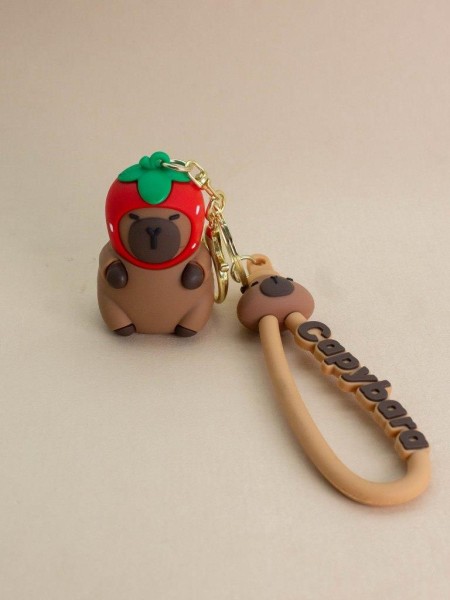 Брелок "Capybara strawberry head", brown 