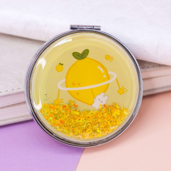 Зеркало-шейкер раскладное "Fuit lemon", yellow (7*7 см) 