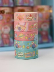 Набор декоративного скотча 5 шт. "Space bunny", red (1.5см*2м)