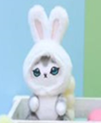 Мягкая игрушка "Cat hare hat", white, 10 см