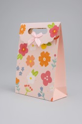 Пакет подарочный (M) "Big flowers", orange (19x 9 x 27)