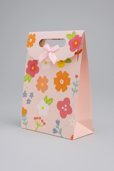 Пакет подарочный (M) "Big flowers", orange (19x 9 x 27) 