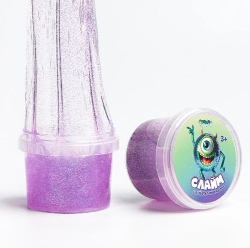 Слайм "Стекло", с фиолетовыми блестками (90гр) 