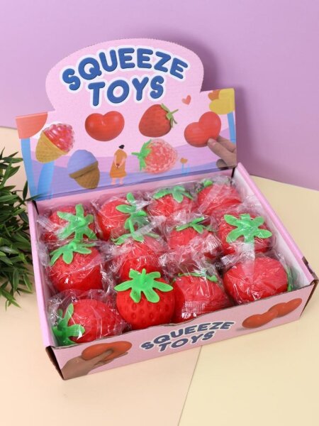 Мялка - антистресс «Strawberry splat», шоу-бокс 12 шт. 