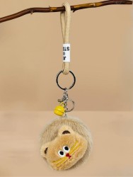 Плюшевое раскладное зеркало брелок "Cat", коричневое, шоу-бокс 12 шт.