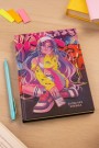 Записная книжка в жесткой обложке (А6) "Уличная анимешница" 96 л, клетка  (15,2x10,6 см)