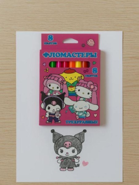 Фломастеры "Куроми-2", 8 цв., треугольные 
