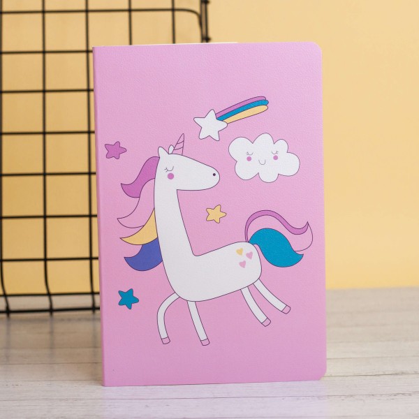Тетрадь (A5) "Sleeping unicorn and clouds", pink (13.5*20.5) 