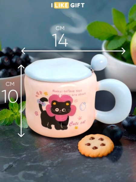 Кружка «Lovely cat, flower», pink (450 ml) 