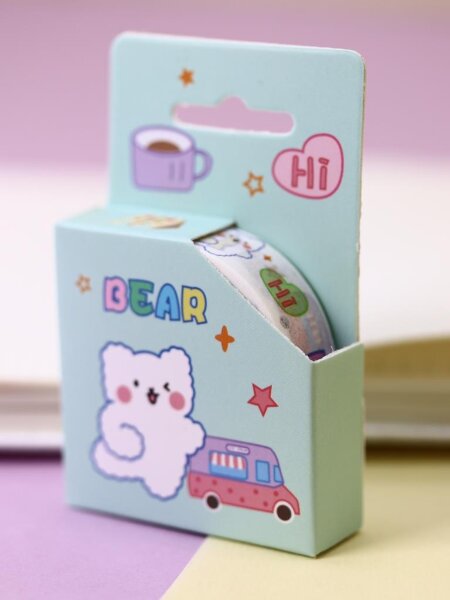 Декоративный скотч "Bear bus", green 